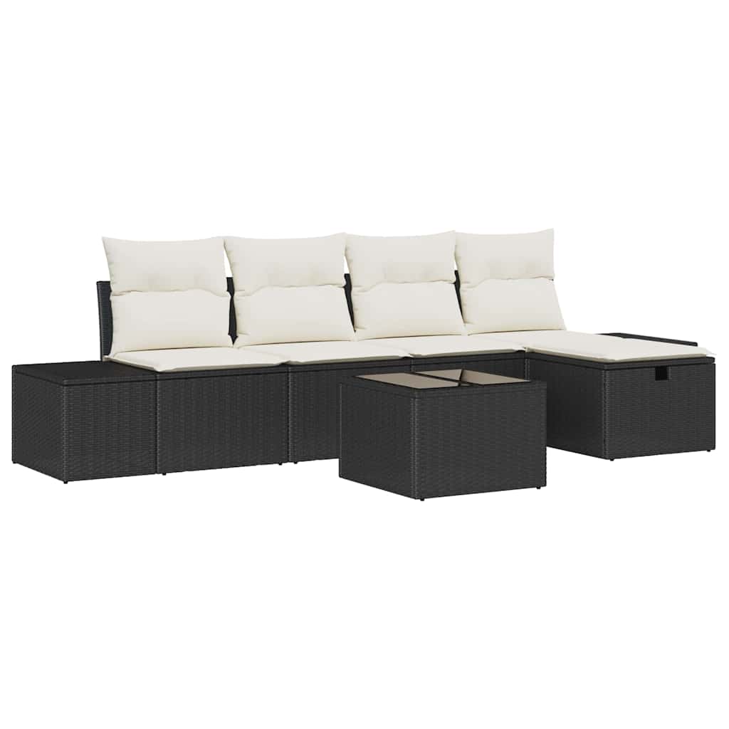 Garten-Sofa-Set 6 pcs Schwarz 55 x 62 x 69 cm Poly Rattan